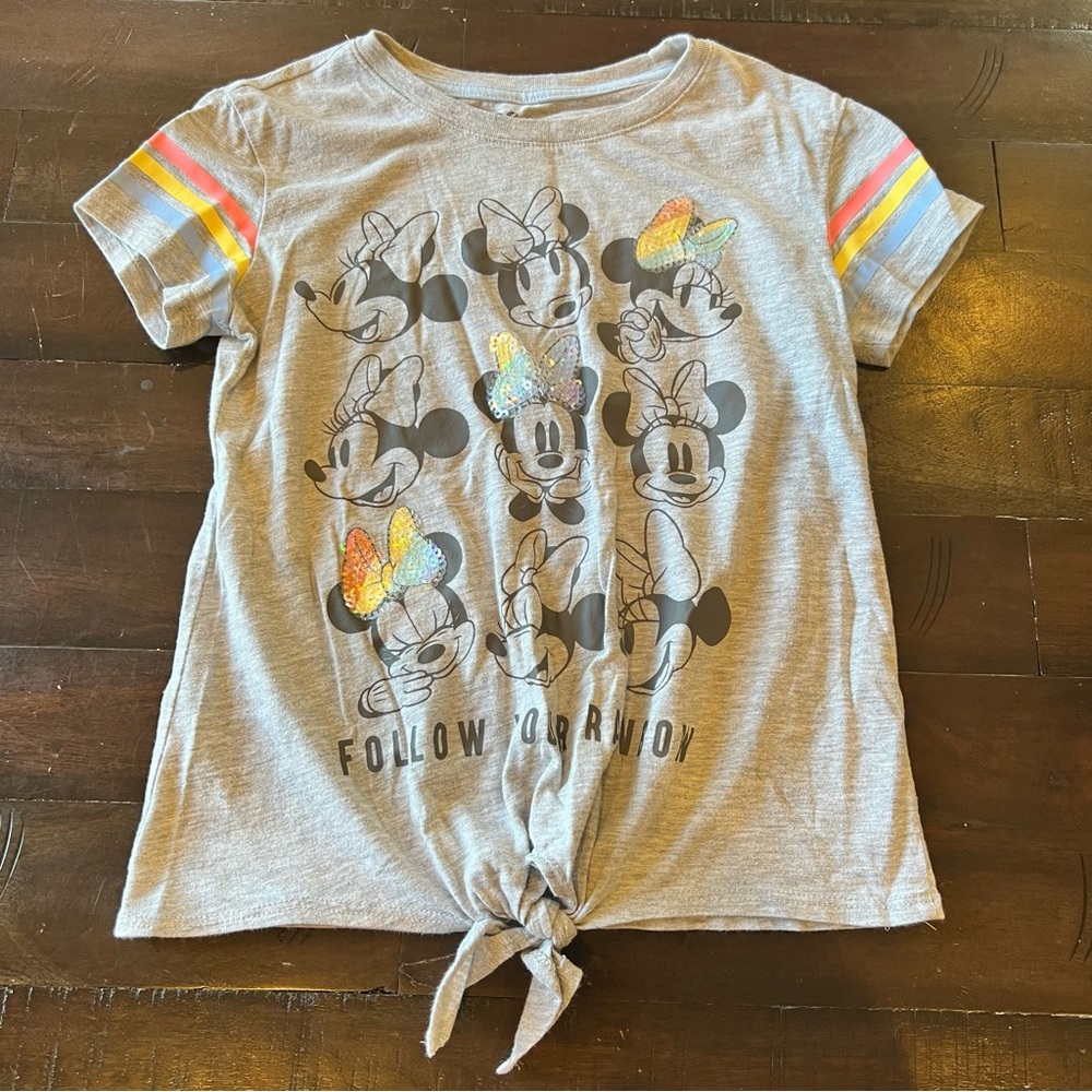 Disney Minnie Mouse Sequin and Bottom Tie Tee Shirt